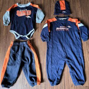 NFL Team Apparel Denver Broncos Outfit Lot Hat, Romper, Bodysuit, & Pants